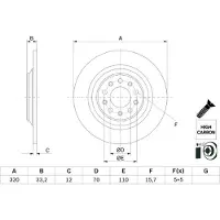 Bosch Bromsskiva 0 986 479 G74 bak, full, höggradigt förkolnad, 1 Stycke