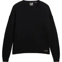 Superdry för kvinnor. W6110500A Essential marinblå rundhalsad tröja (XS), Casual, Polyester, Lång ärm, Marino