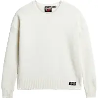 Superdry för kvinnor. W6110500A Essential rundhalsad tröja vit (L), Casual, Polyester, Lång ärm