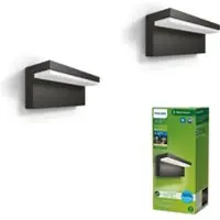 Philips LED utomhus vägglampa Bustan UE, Svart, Aluminium / grå / zink, Modern, LED-vägglampa utomhus