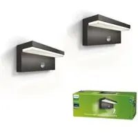 Philips Utomhus vägglampa med rörelsesensor Bustan IR, Svart, Aluminium / grå / zink, Modern