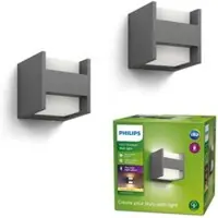 Philips LED utomhus vägglampa Arbour, Svart, Aluminium / grå / zink, Modern, LED-vägglampa utomhus