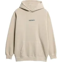 Superdry för män. M2013727A Löst sittande huvtröja med beige mikrotryck och mikrologo-tryck (XXL), Casual, Bomull