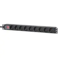 Intellinet 715133 19 tum Nätverksskåp-förgreningsdosa 1 U Jordat uttag med switch Svart