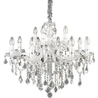 Ideal Lux Kristall ljuskrona Florian, dimbar, Förkromad / silver, Vardagsrum / matsal, Glas, Kristall takkrona