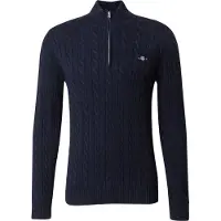 Gant för män. 8050603 Marinblå pullover med halv dragkedja och halv dragkedja (L), Casual, Bomull, Marino