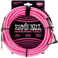 Ernie Ball P06078 10ft Straight-Angle Braided Cable Neon Pink