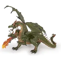 Papo Två-huvuds Grön Drake - L: 23 cm - - One Size - Leksaksfigur