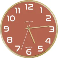 Unilux 400165111, Vägg, Quarts-klocka, Rund, Brick colour, Trä, Trä, Glas