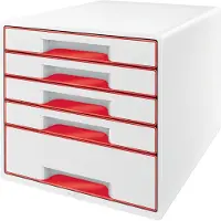 Leitz WOW CUBE - Lådskåp - 5 lådor - för A4 Plus - röd