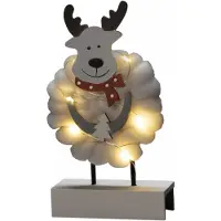 Konstsmide Älg Juldekoration i trä & bomull 6 LED 2xAA