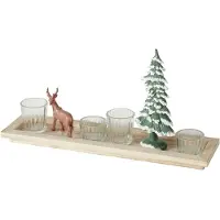 Boltze Juldekoration dekorationsfat med figurer och ljusstakar, längd 42 cm