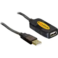 DeLOCK USB-kabel USB 2.0 USB-A kontakt, USB-A uttag 10.00 m Svart Aktiv med signalförstärkning 82446