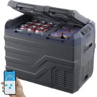 Vevor Bilkylskåp, 32 l bärbar frys med dubbla zoner, 12 volt bilkylskåp, justerbart område -4℉-68℉, 12/24V DC och 100-240V AC kompressorkylare för utomhusbruk, camping, husbil