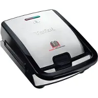 Tefal SW 854 D Snack Collection Våffeljärn Non-stick-beläggning, Automatisk temperaturstyrning Svart, Rostfritt stål (borstat)