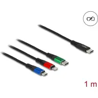 DeLOCK USB-laddningskabel USB 2.0 USB-C-kontakt, USB-C-kontakt, USB-Micro-B-kontakt, Apple Lightning kontakt 1.00 m Svart 86596