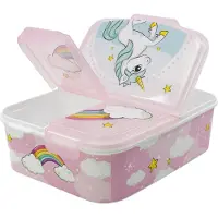 Stor Boite à gouter - Licorne - 3 Compartiments - Mélamine - 18x13x5 cm - Rose