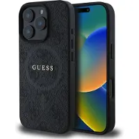 GUESS iPhone 16 Pro 4G färgat ring skal - MagSafe-kompatibelt - Svart