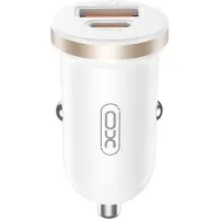 XO CC56 30W snabbladdare för bil - PD3.0 USB-C, QC3.0 USB-A - Vit