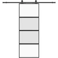 vidaXL Skjutdörr med beslag svart 76x205 cm härdat glas