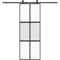 vidaXL Skjutdörr med beslag svart 76x205 cm härdat glas
