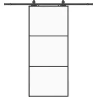 vidaXL Skjutdörr med beslag svart 90x205 cm ESG-glas