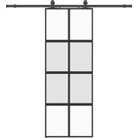 vidaXL Skjutdörr med beslag svart 76x205 cm härdat glas