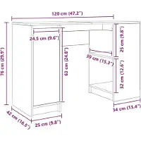 vidaXL Skrivbord vit 120x42x76 cm konstruerat trä