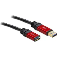 DeLOCK USB-kabel USB 3.2 Gen1 USB-A kontakt, USB-A uttag 5.00 m Röd, Svart guldpläterad kontakt, UL-certifierad 82755