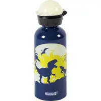 SIGG Kids Water Bottle Glow Moon Dinos, 0,4 l, Blå, Gul, Gjuten aluminium, 6,6 cm, 197 mm, 112 g