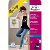 Avery My Design T-Shirt MD1003 Textilfolie bläckstråle DIN A4 för färgade textilier, Optimerad för bläckstråleskrivare 4 ark
