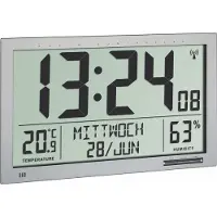 TFA-Dostmann 60.4517.54 DCF Väggklocka 36.8 cm x 23 cm x 2.9 cm Silver Stor display