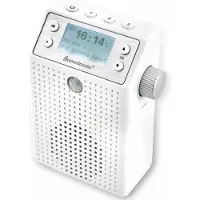 Soundmaster DAB60WE Uttagsradio DAB+, FM Bluetooth, USB Högtalartelefon, inkl. mikrofon, Stänkvattenskyddad, Väckningsfunktion, uppladdningsbart Vit