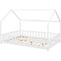 En.casa Juniorsäng Sisimiut hussäng 200x140cm furu vit med sängskydd []