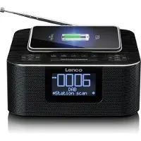 Lenco Stereoklockradio med DAB+ FM Bluetooth trådlös laddning