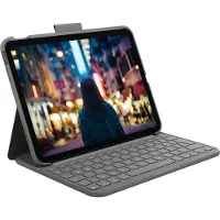 Logitech Slim Folio - Tangentbord och foliefodral - trådlös - Bluetooth LE - QWERTY - USA, internationellt - oxford-grå - för Apple 10.9-inch iPad (10:e generation)