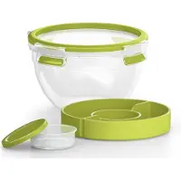 EMSA Clip & Go Saladslåda 2.6 l Plast med lock, vattentät Transparent, Grön N1071300