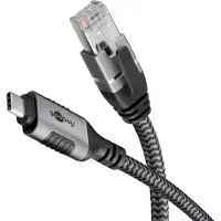 Goobay 70696, USB C, RJ-45, 1 m, Svart, Silver