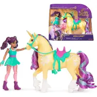 Unicorn Academy , Ava & Leaf Set med 2 Ridhjälpmedel & Hårstylingverktyg, Dockor & Enhörningleksaker för Flickor Från 4 År