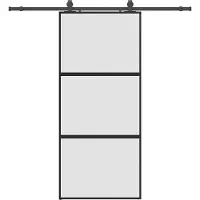 vidaXL Skjutdörr med beslagssats svart 90x205 cm härdat glas