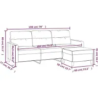 vidaXL 3-sitssoffa med prydnadskuddar ljusgul 180 cm tyg