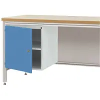 Manuflex ZB4979.5012 Hölje, underbyggnad för ALU-arbetsbord, användarhöjd 500 mm med dörrstopp vänster, för bordsdjup 600 mm