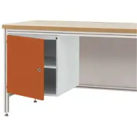 Manuflex ZB4979.2001 Hölje, underbyggnad för ALU-arbetsbord, användarhöjd 500 mm med dörrstopp vänster, för bordsdjup 600 mm