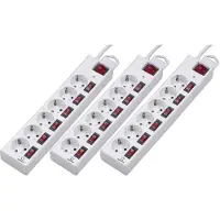 Renkforce RF-3187664 Grenuttag med överspänningsskydd Vit 3 st