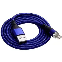 Akyga USB-kabel USB-A kontakt, USB-Micro-B-kontakt 1.00 m Blå magnetisk kontakt AK-USB-47