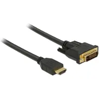 DeLOCK HDMI / DVI Anslutningskabel HDMI-A-kontakt, DVI-D 24+1-polig Kontakt 5 m Svart 85656 trefaldigt skärmad, guldpläterad kontakt HDMI-kabel