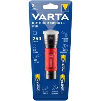 Varta Outdoor Sports F10 17627101421 LED Ficklampa med handrem batteri 235 lm 35 h 0.175