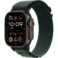 Apple Watch Ultra 2 - 49 mm - svart titan - smart klocka med Alpine Loop - textil - mörkgrön - bandstorlek: L - 64 GB - LTE, Wi-Fi 4, UWB, Bluetooth - 4G - 61.8 g