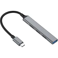 Equip 128961 USB-hubb 4 Port USB-A USB 3.1 Gen1 5 GBit/s med USB-C-kontakt Svart, Grå 128961