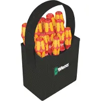 Wera Kraftform 2go 100 Skruvmejsel set VDE 11 delar Spår, Stjärnspår Pozidriv, Stjärnspår Phillips, Inner-sextandhålsgrepp (TX)